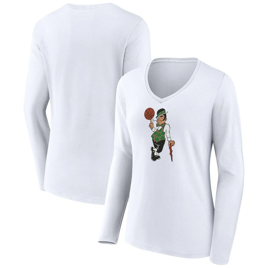 Boston Celtics Women's Alternate Logo V-Neck Long Sleeve T-Shirt White - NBA