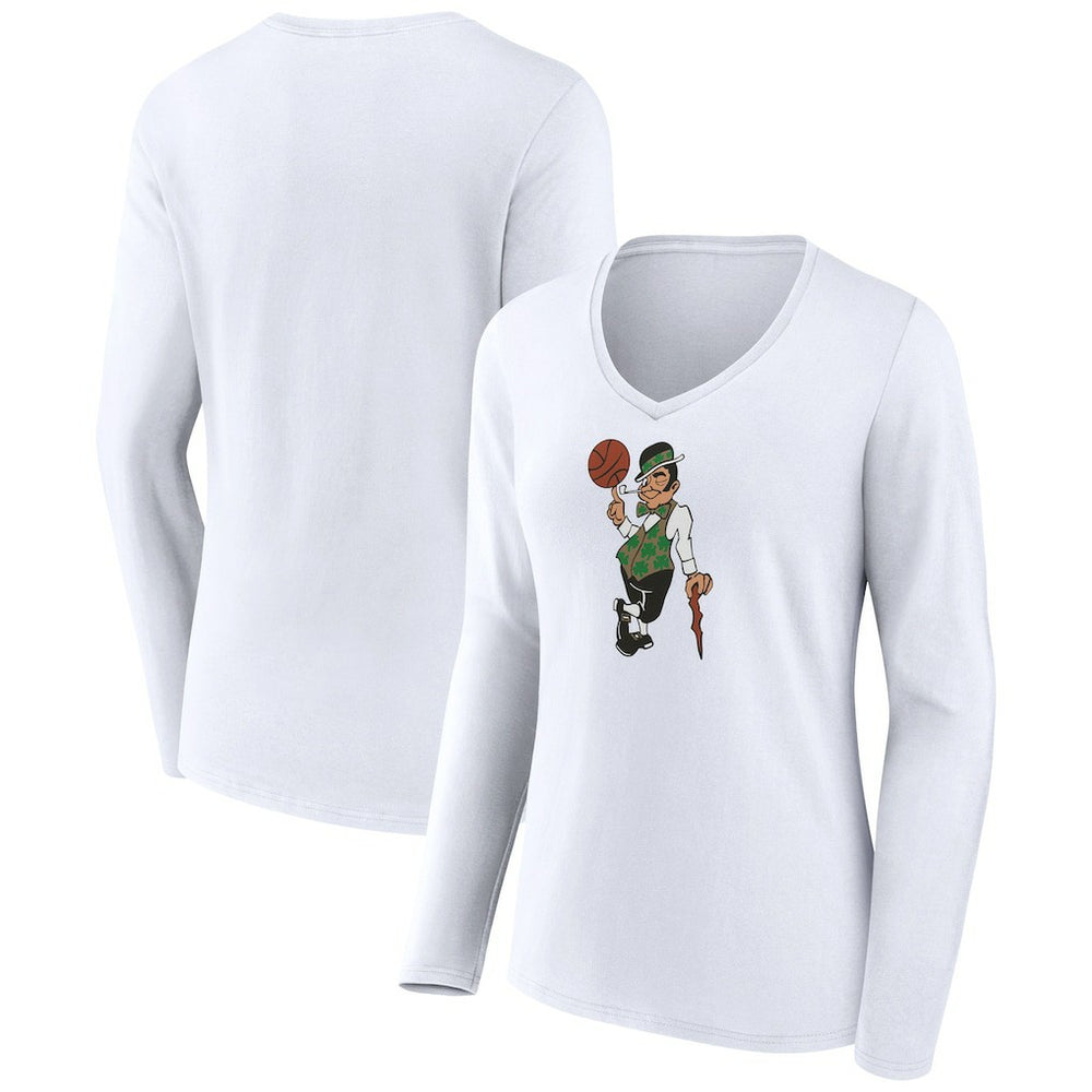 Boston Celtics Women's Alternate Logo V-Neck Long Sleeve T-Shirt White - NBA
