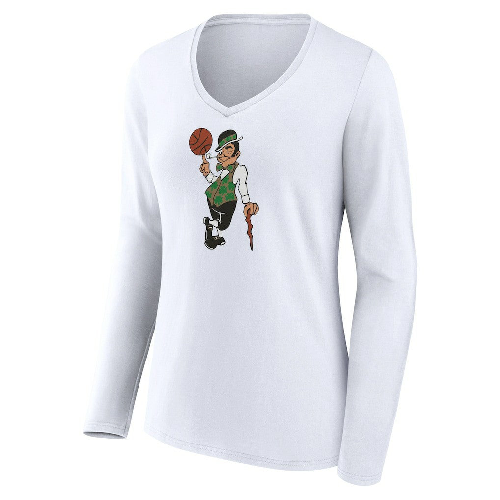 Boston Celtics Women's Alternate Logo V-Neck Long Sleeve T-Shirt White - NBA