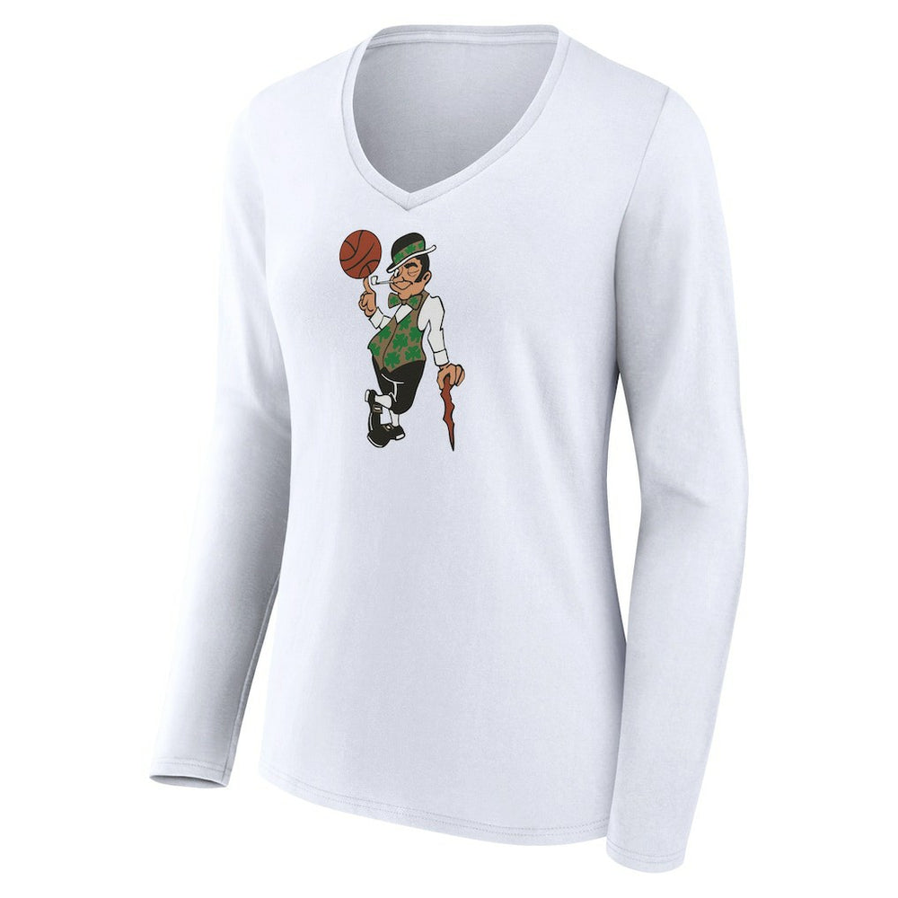 Boston Celtics Women's Alternate Logo V-Neck Long Sleeve T-Shirt White - NBA