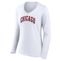 Chicago Bulls Women's Alternate Logo V-Neck Long Sleeve T-Shirt White - NBA