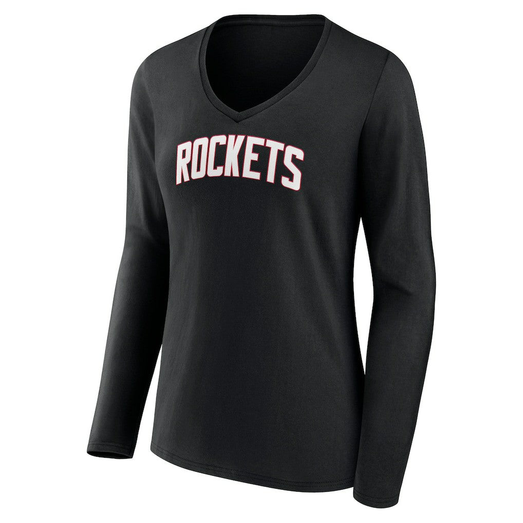 Houston Rockets Women's Alternate Logo V-Neck Long Sleeve T-Shirt Black - NBA