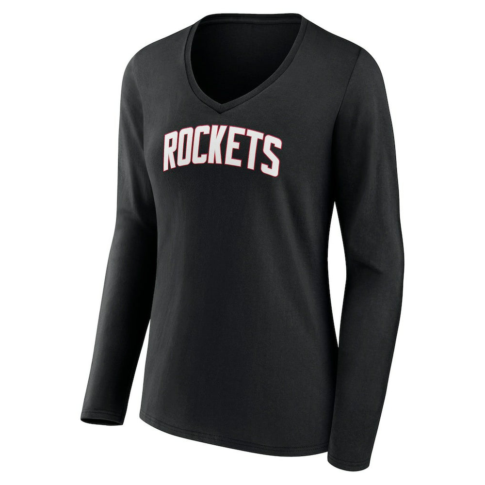 Houston Rockets Women's Alternate Logo V-Neck Long Sleeve T-Shirt Black - NBA