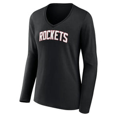 Houston Rockets Women's Alternate Logo V-Neck Long Sleeve T-Shirt Black - NBA