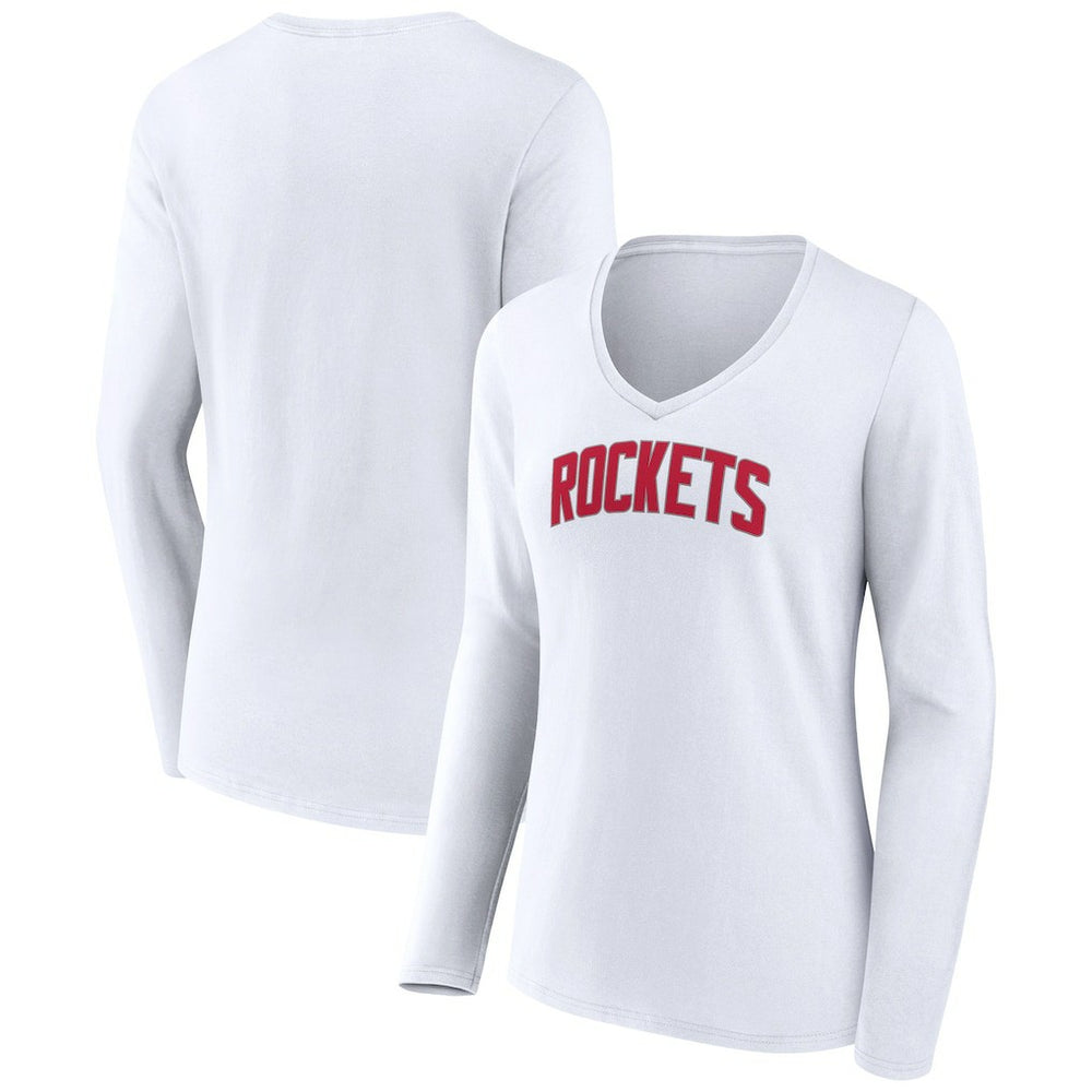 Houston Rockets Women's Alternate Logo V-Neck Long Sleeve T-Shirt White - NBA
