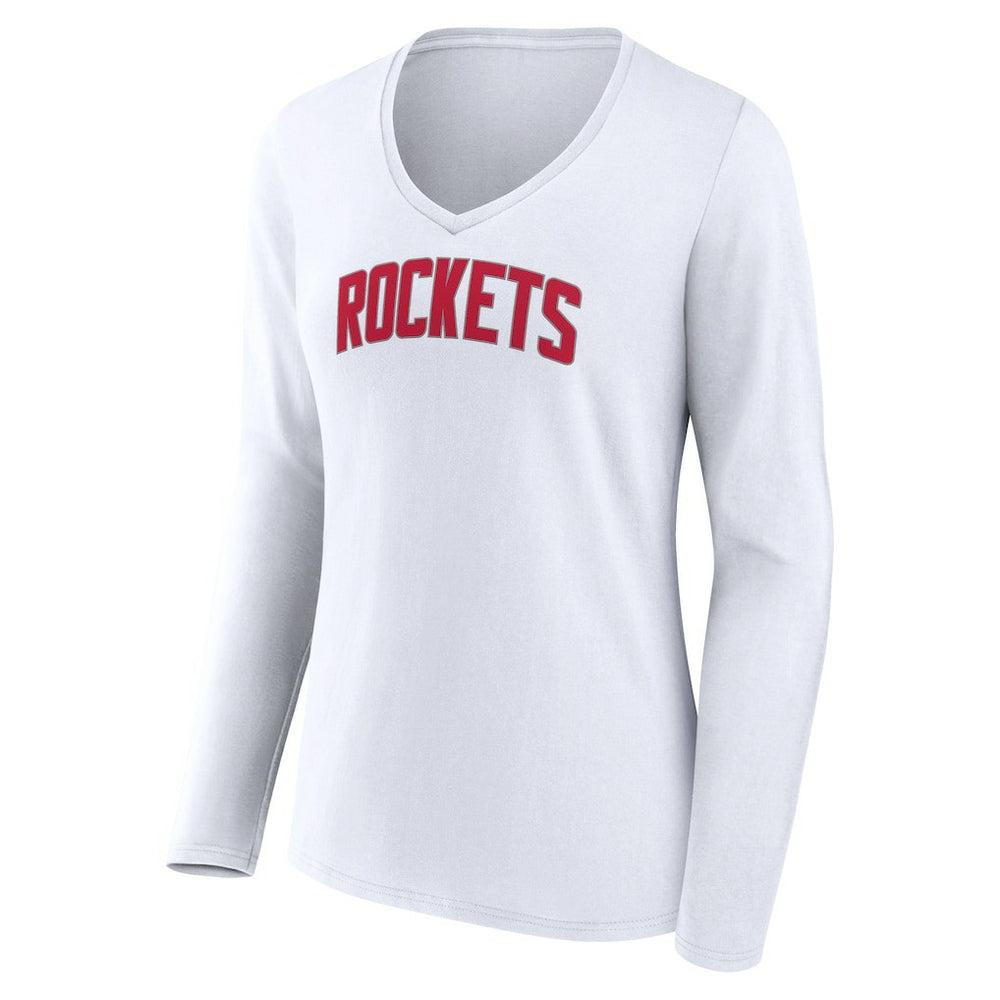 Houston Rockets Women's Alternate Logo V-Neck Long Sleeve T-Shirt White - NBA