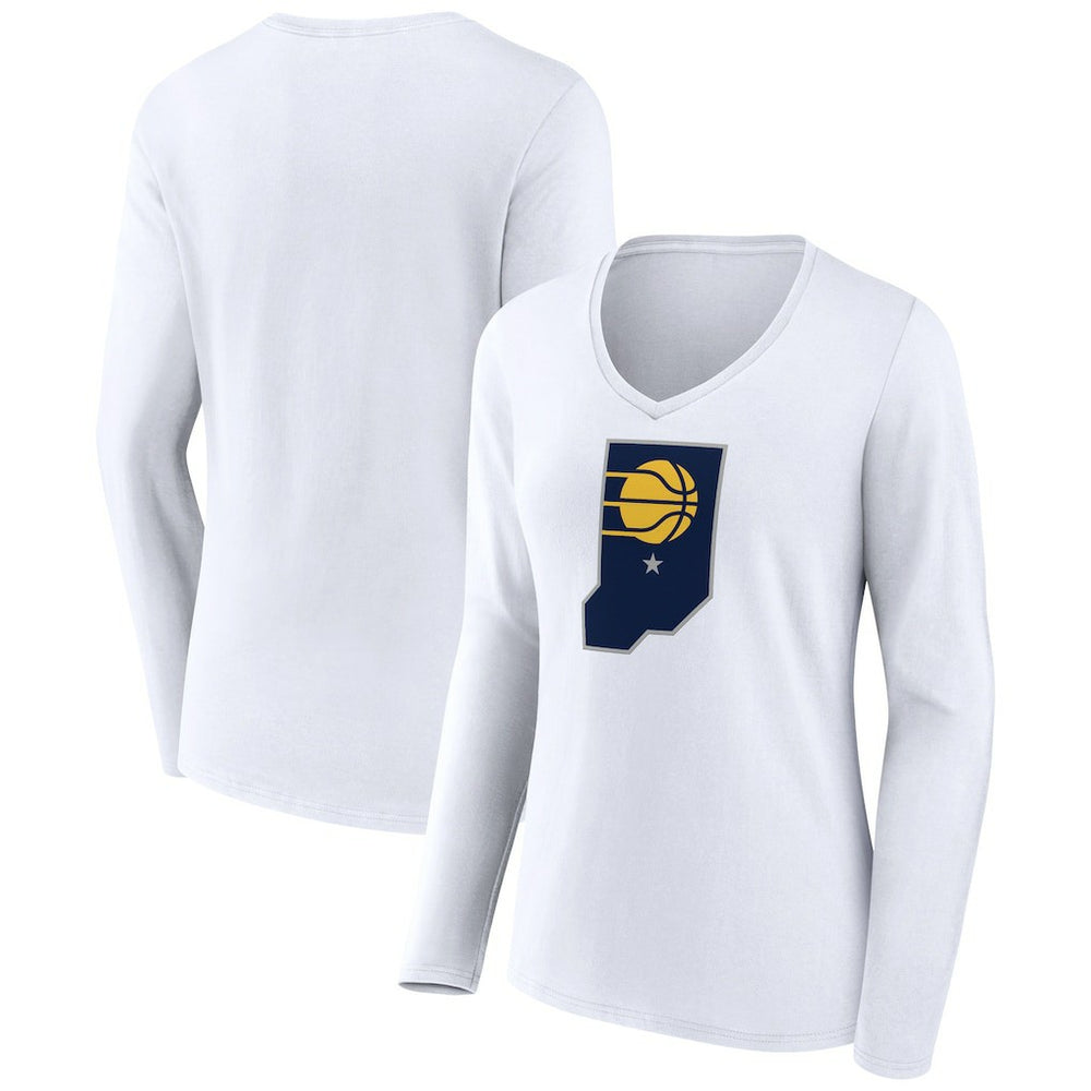 Indiana Pacers Women's Alternate Logo V-Neck Long Sleeve T-Shirt White - NBA