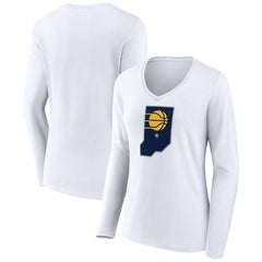 Indiana Pacers Women's Alternate Logo V-Neck Long Sleeve T-Shirt White - NBA