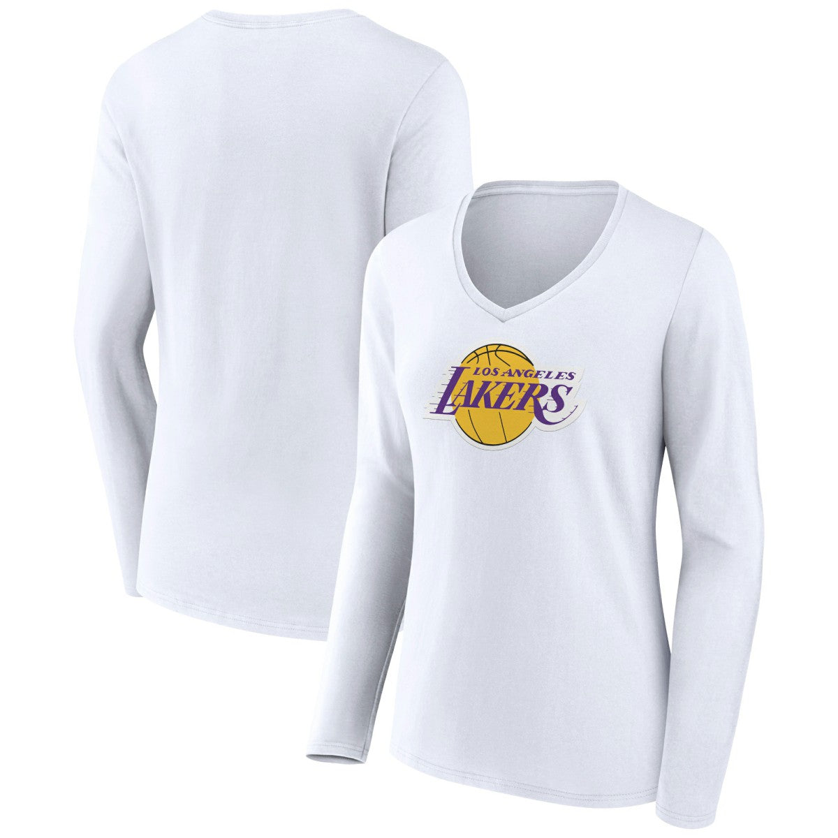 Los Angeles Lakers Women's Alternate Logo V-Neck Long Sleeve T-Shirt White - NBA