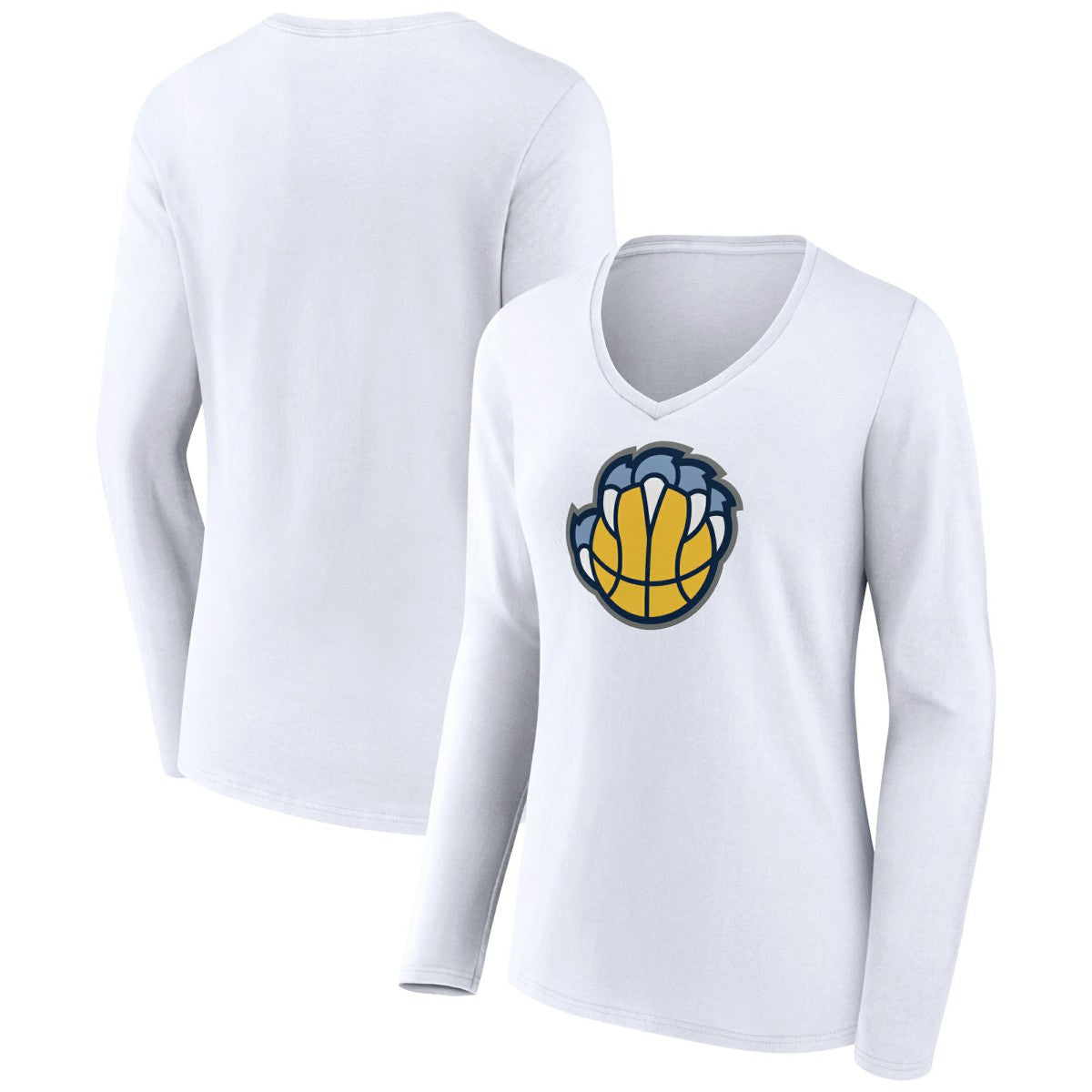 Memphis Grizzlies Women's Alternate Logo V-Neck Long Sleeve T-Shirt White - NBA