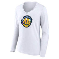 Memphis Grizzlies Women's Alternate Logo V-Neck Long Sleeve T-Shirt White - NBA