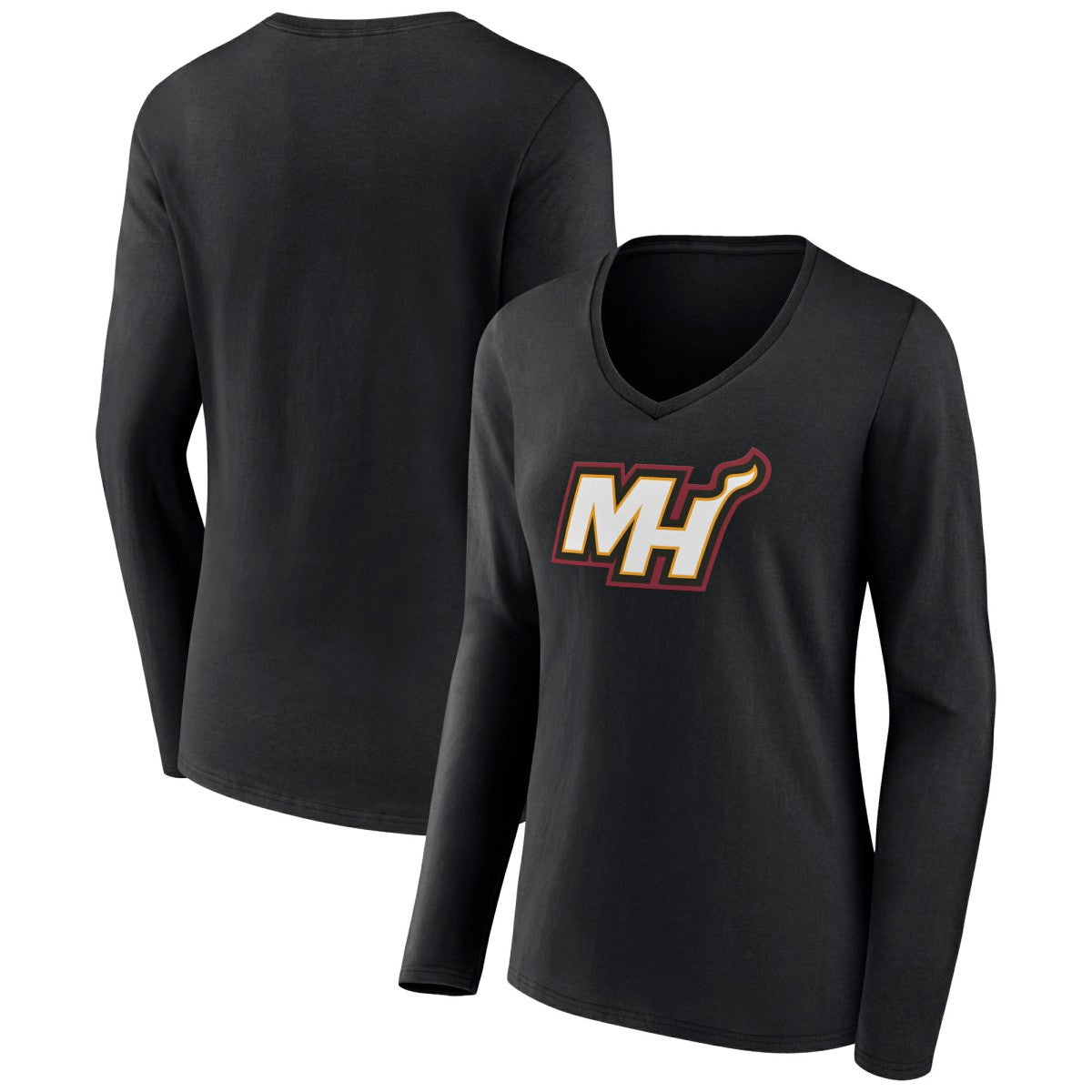 Miami Heat Women's Alternate Logo V-Neck Long Sleeve T-Shirt Black - NBA