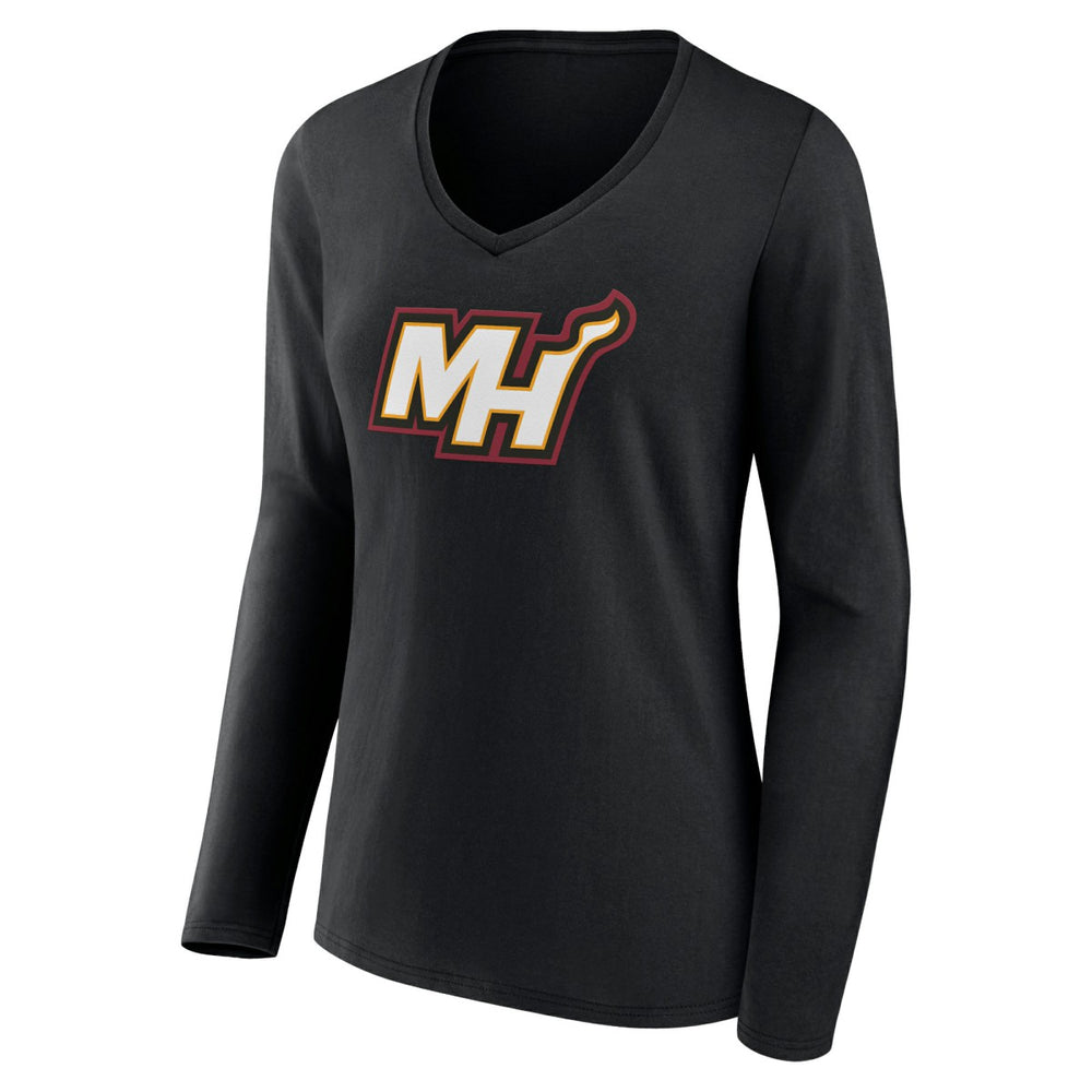Miami Heat Women's Alternate Logo V-Neck Long Sleeve T-Shirt Black - NBA