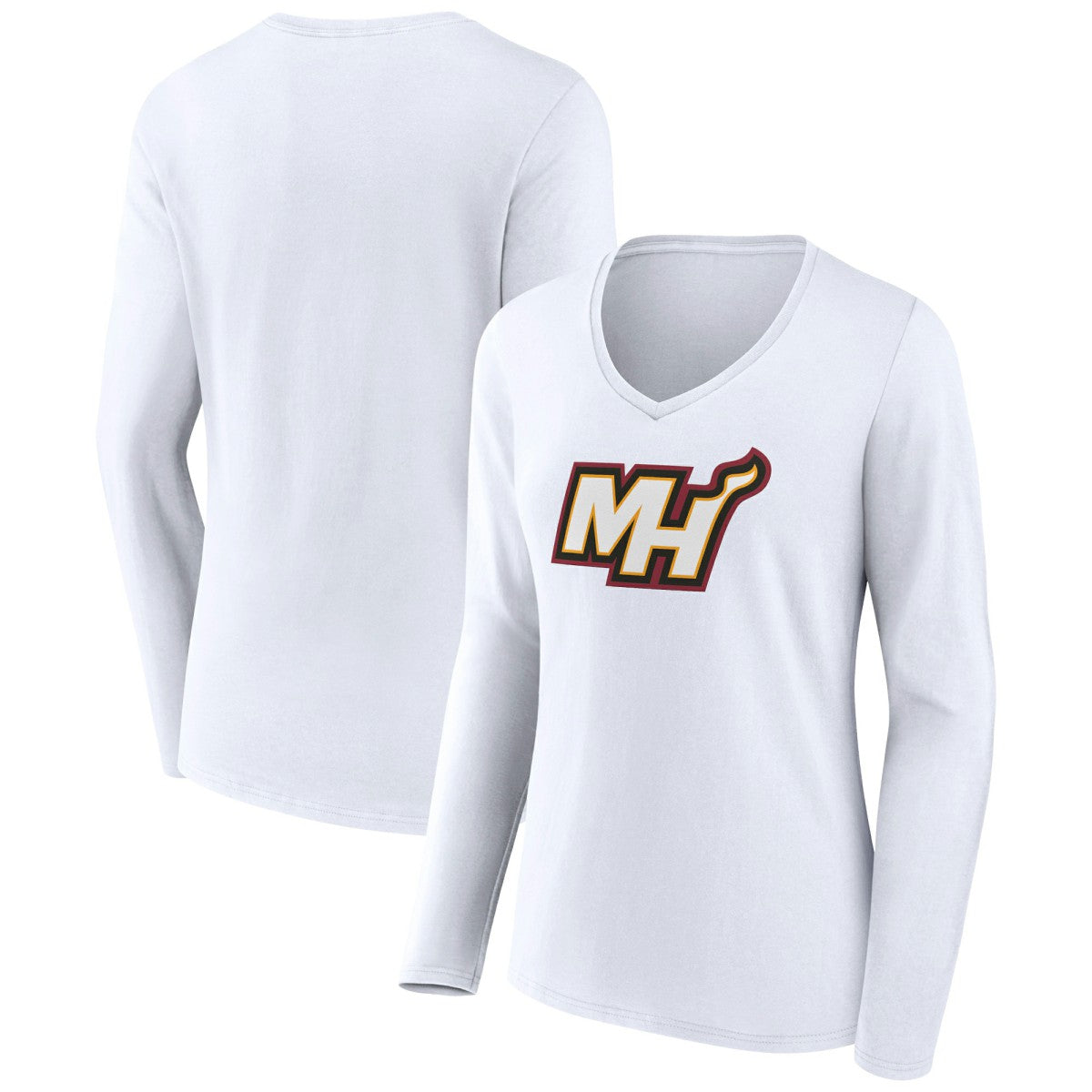 Miami Heat Women's Alternate Logo V-Neck Long Sleeve T-Shirt White - NBA