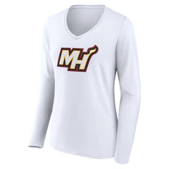 Miami Heat Women's Alternate Logo V-Neck Long Sleeve T-Shirt White - NBA