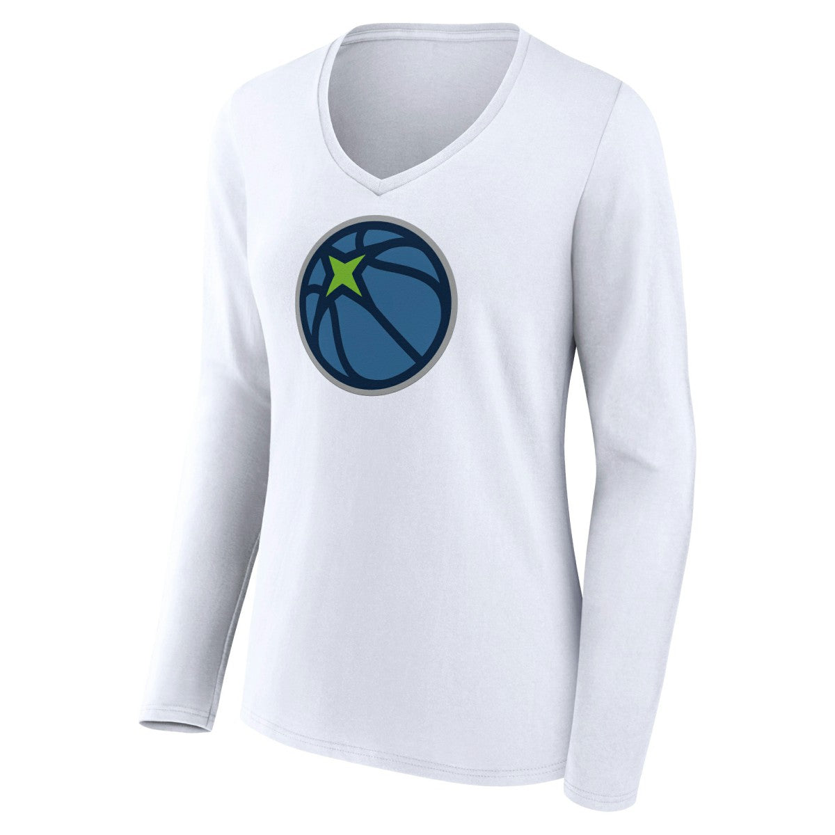 Minnesota Timberwolves Women's Alternate Logo V-Neck Long Sleeve T-Shirt White - NBA