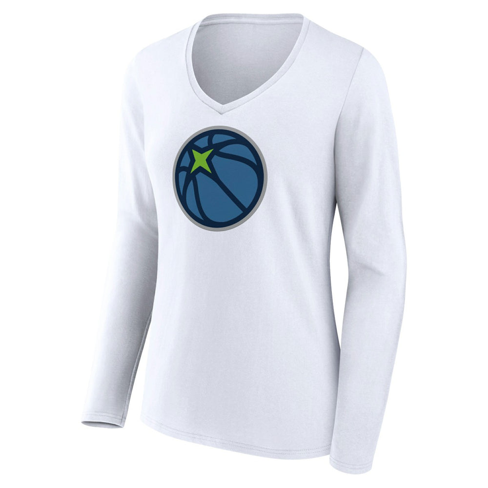 Minnesota Timberwolves Women's Alternate Logo V-Neck Long Sleeve T-Shirt White - NBA