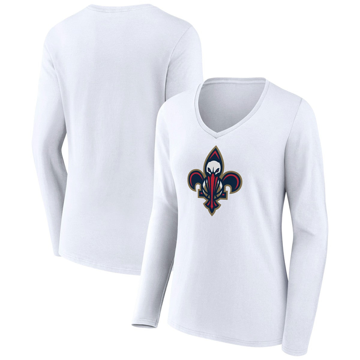 New Orleans Pelicans Women's Alternate Logo V-Neck Long Sleeve T-Shirt White - NBA