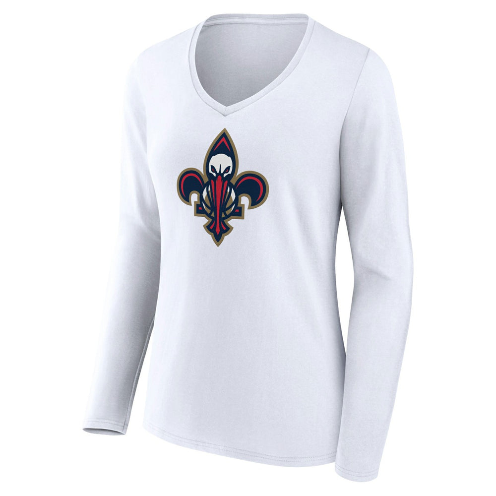 New Orleans Pelicans Women's Alternate Logo V-Neck Long Sleeve T-Shirt White - NBA