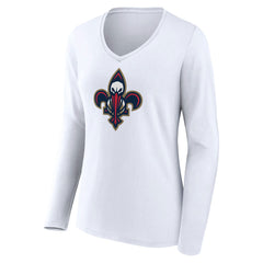New Orleans Pelicans Women's Alternate Logo V-Neck Long Sleeve T-Shirt White - NBA