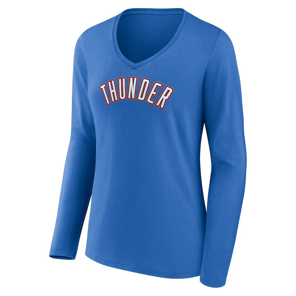 Oklahoma City Thunder Women's Alternate Logo V-Neck Long Sleeve T-Shirt Blue - NBA