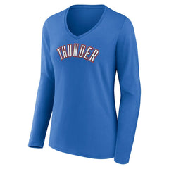 Oklahoma City Thunder Women's Alternate Logo V-Neck Long Sleeve T-Shirt Blue - NBA