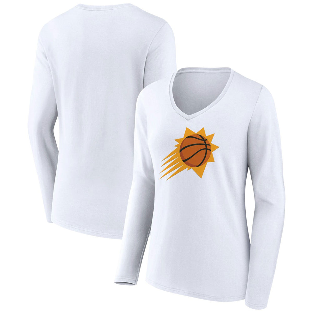 Phoenix Suns Women's Alternate Logo V-Neck Long Sleeve T-Shirt White - NBA