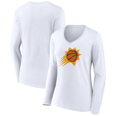 Phoenix Suns Women's Alternate Logo V-Neck Long Sleeve T-Shirt White - NBA