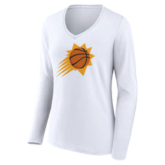 Phoenix Suns Women's Alternate Logo V-Neck Long Sleeve T-Shirt White - NBA