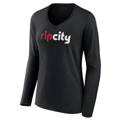 Portland Trail Blazers Women's Alternate Logo V-Neck Long Sleeve T-Shirt Black - NBA