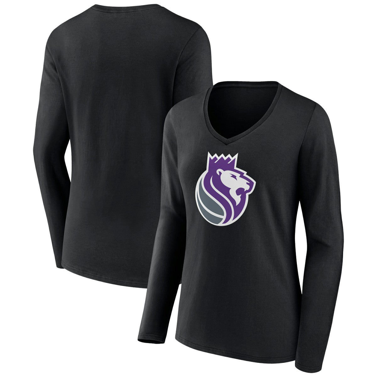 Sacramento Kings Women's Alternate Logo V-Neck Long Sleeve T-Shirt Black - NBA
