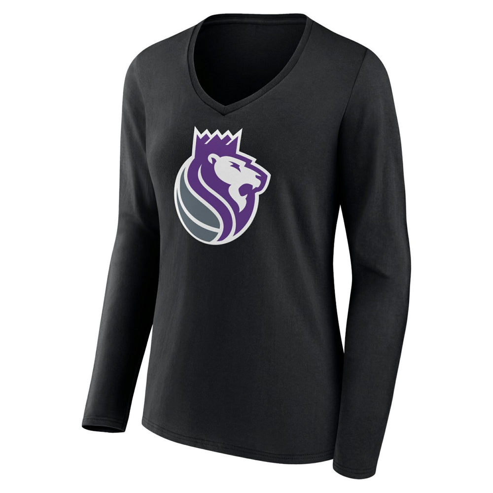 Sacramento Kings Women's Alternate Logo V-Neck Long Sleeve T-Shirt Black - NBA