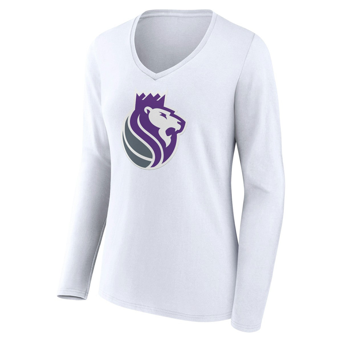 Sacramento Kings Women's Alternate Logo V-Neck Long Sleeve T-Shirt White - NBA