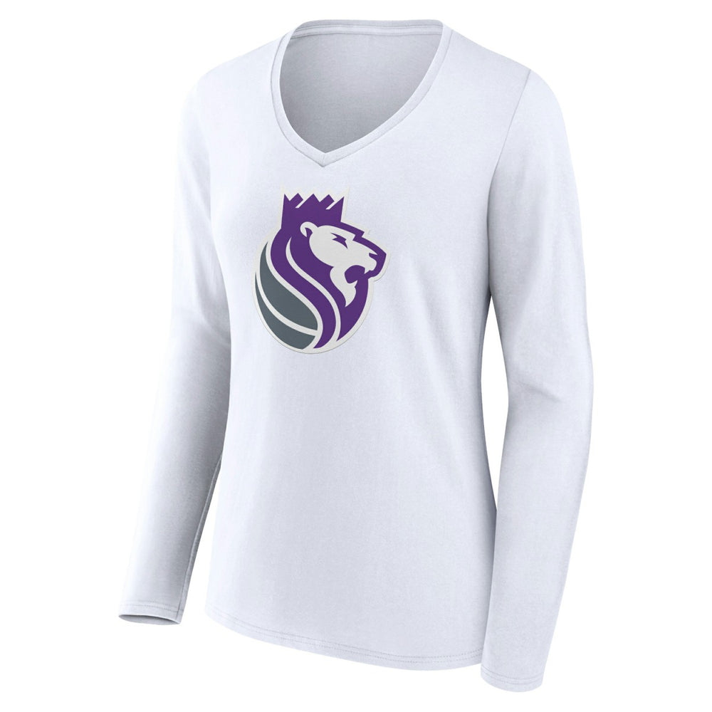 Sacramento Kings Women's Alternate Logo V-Neck Long Sleeve T-Shirt White - NBA