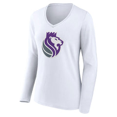 Sacramento Kings Women's Alternate Logo V-Neck Long Sleeve T-Shirt White - NBA