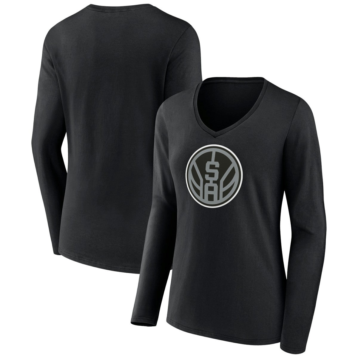 San Antonio Spurs Women's Alternate Logo V-Neck Long Sleeve T-Shirt Black - NBA