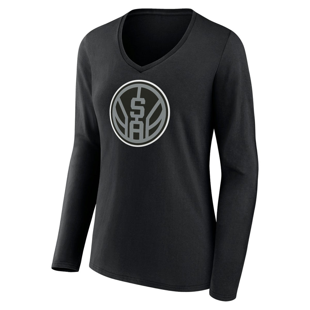 San Antonio Spurs Women's Alternate Logo V-Neck Long Sleeve T-Shirt Black - NBA
