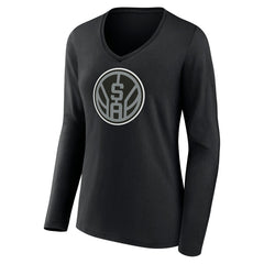 San Antonio Spurs Women's Alternate Logo V-Neck Long Sleeve T-Shirt Black - NBA