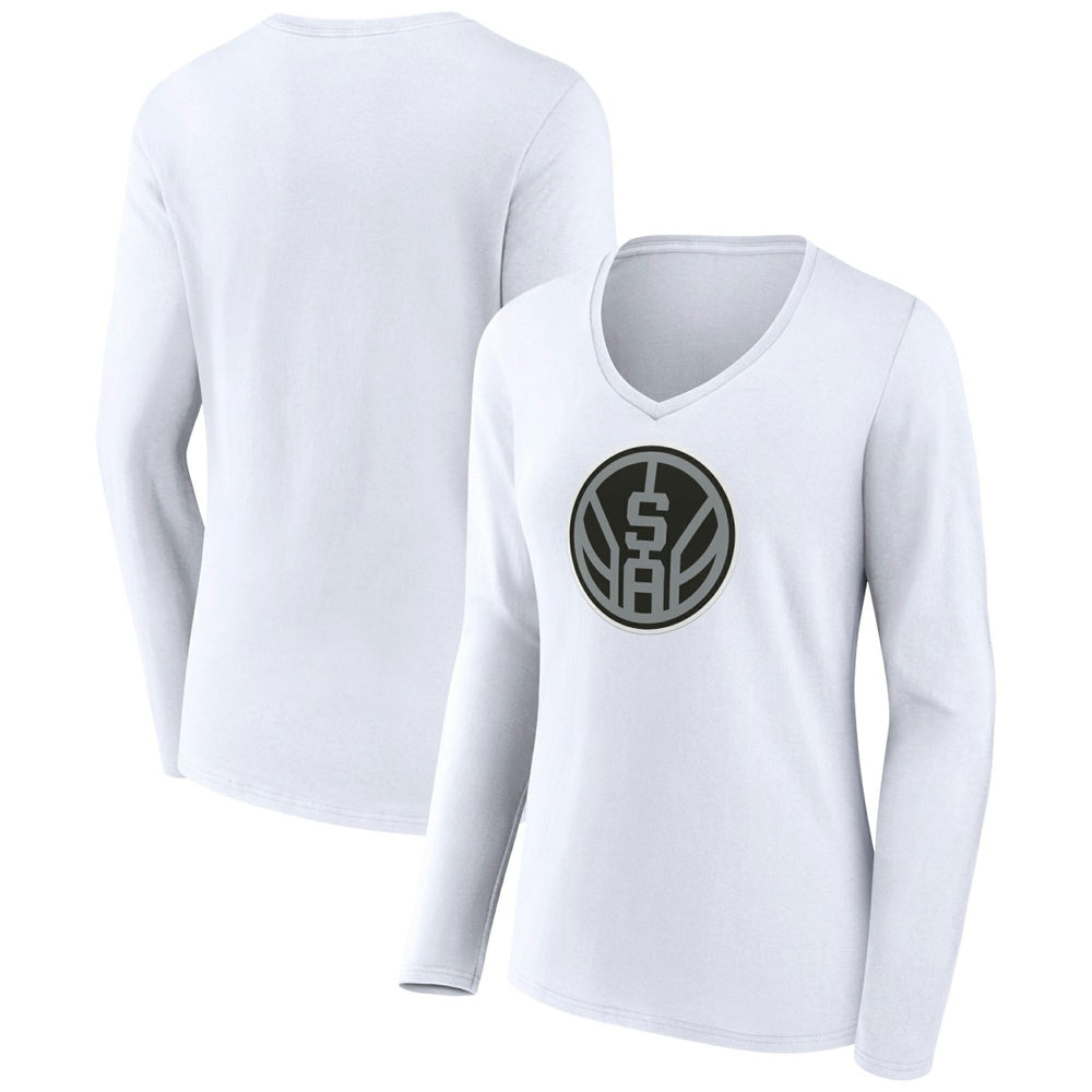 San Antonio Spurs Women's Alternate Logo V-Neck Long Sleeve T-Shirt White - NBA