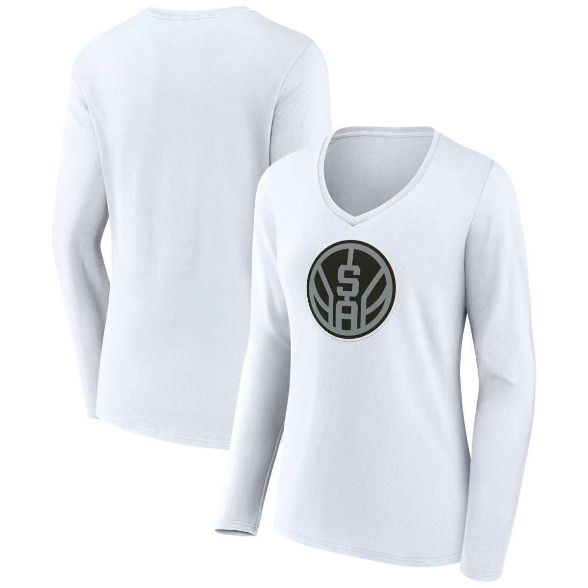 San Antonio Spurs Women's Alternate Logo V-Neck Long Sleeve T-Shirt White - NBA