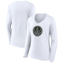 San Antonio Spurs Women's Alternate Logo V-Neck Long Sleeve T-Shirt White - NBA