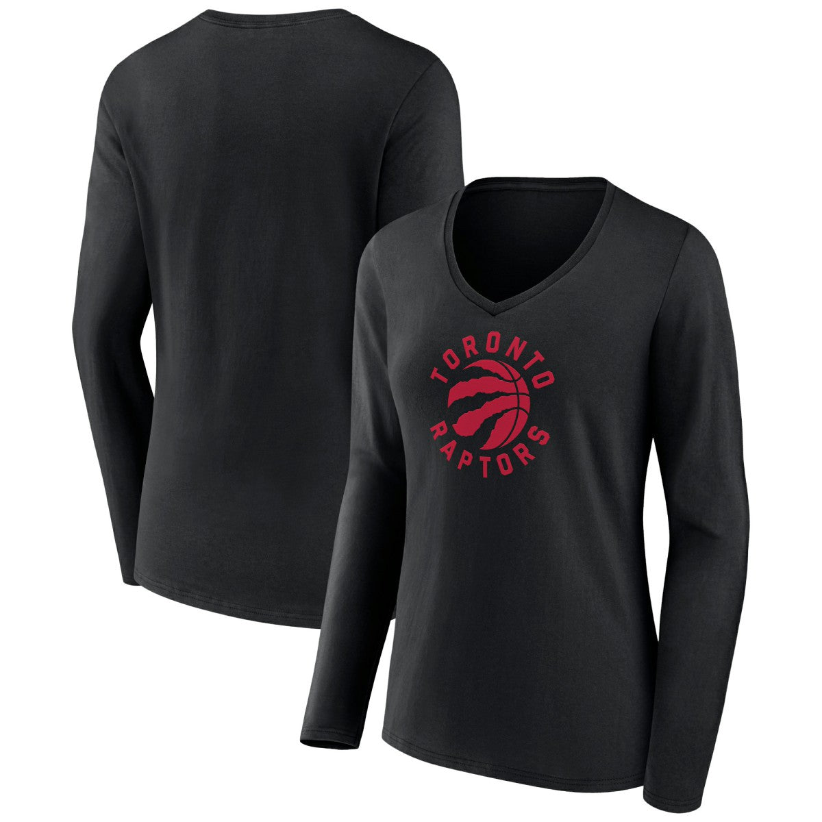 Toronto Raptors Women's Alternate Logo V-Neck Long Sleeve T-Shirt Black - NBA