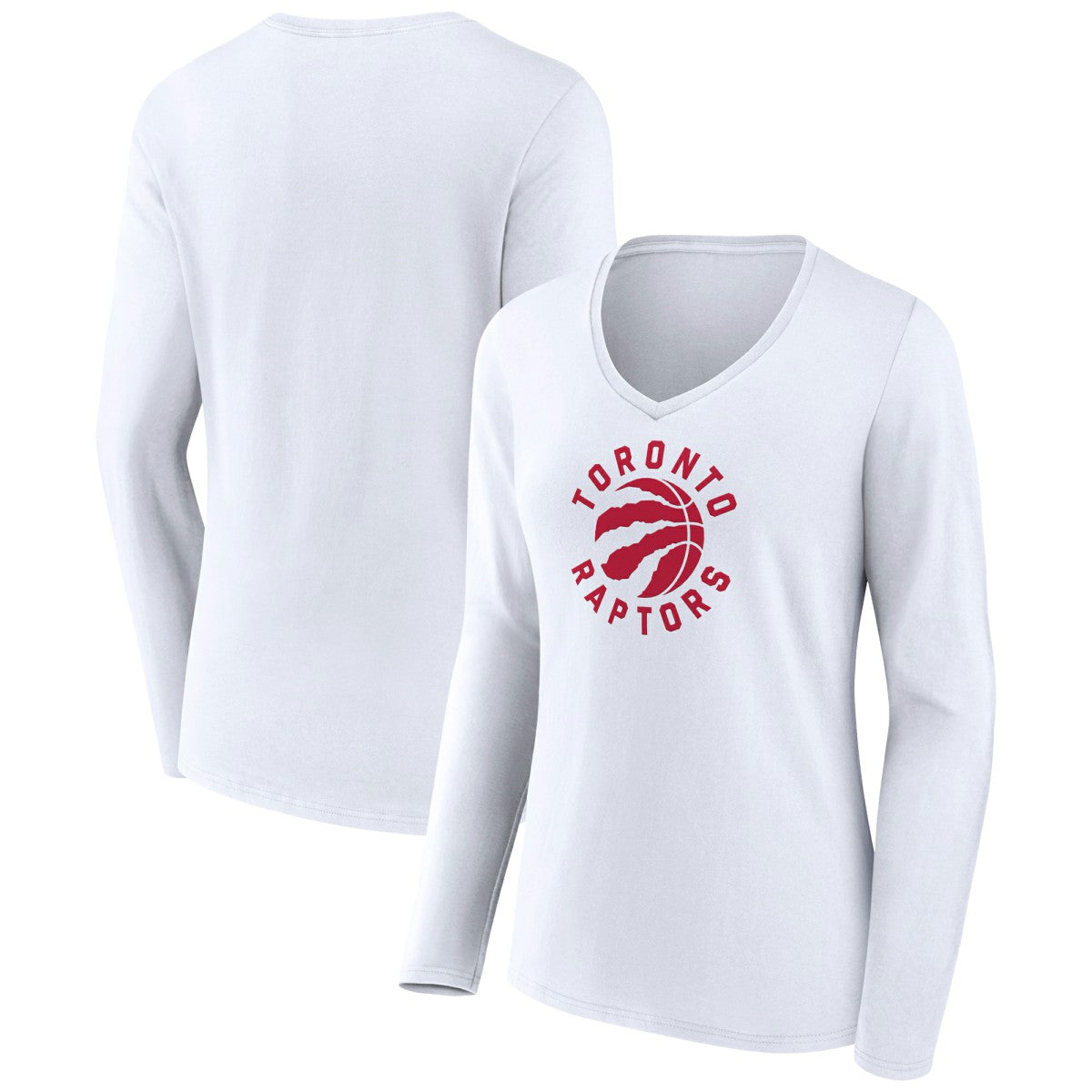 Toronto Raptors Women's Alternate Logo V-Neck Long Sleeve T-Shirt White - NBA