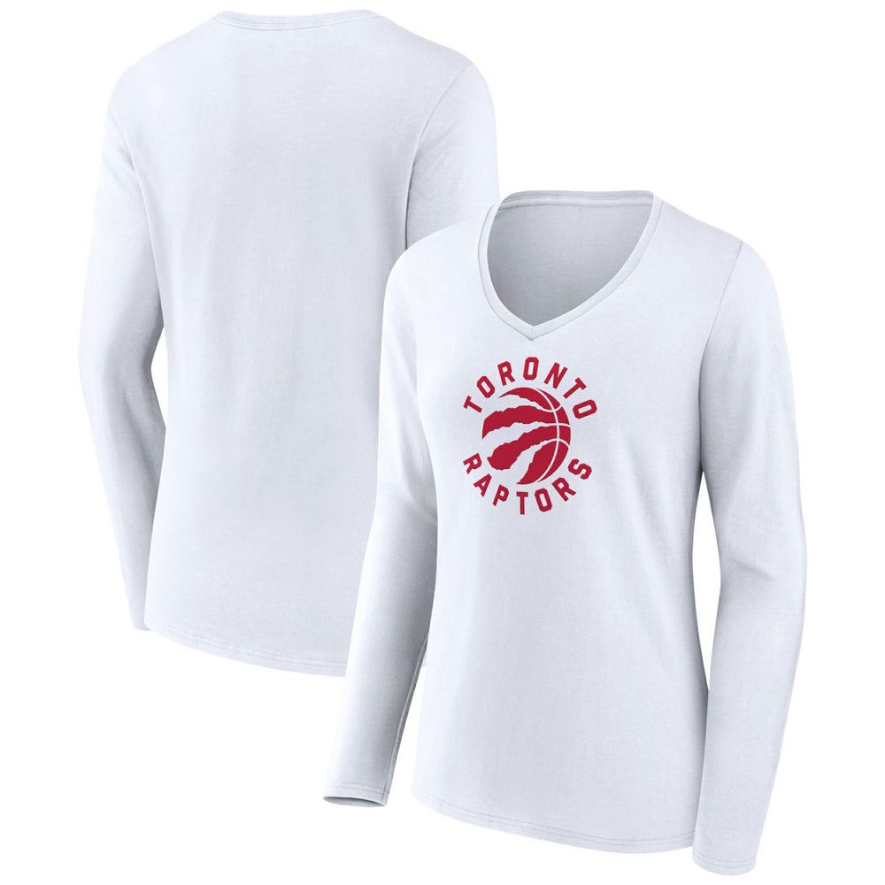 Toronto Raptors Women's Alternate Logo V-Neck Long Sleeve T-Shirt White - NBA