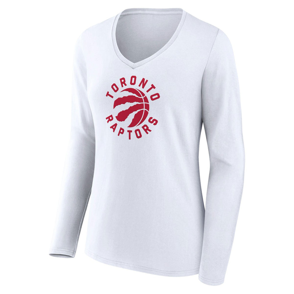 Toronto Raptors Women's Alternate Logo V-Neck Long Sleeve T-Shirt White - NBA
