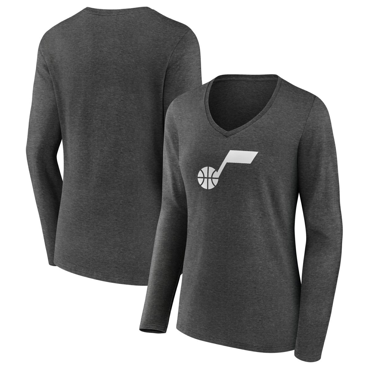 Utah Jazz Women's Alternate Logo V-Neck Long Sleeve T-Shirt Charcoal - NBA