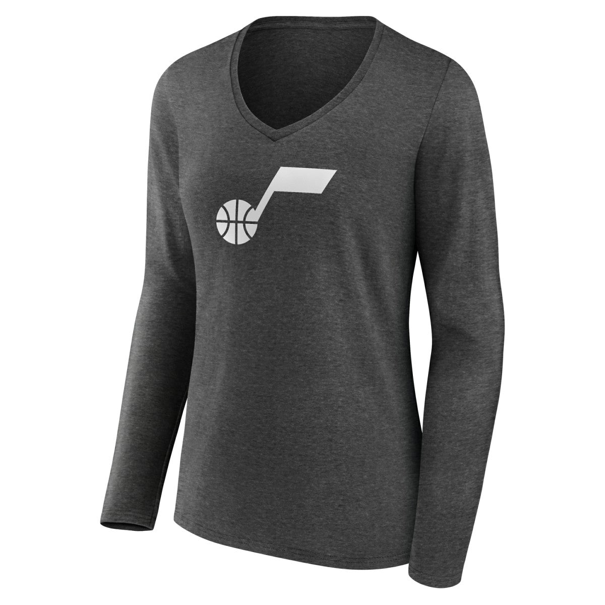 Utah Jazz Women's Alternate Logo V-Neck Long Sleeve T-Shirt Charcoal - NBA