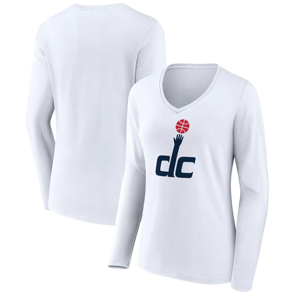 Washington Wizards Women's Alternate Logo V-Neck Long Sleeve T-Shirt White - NBA