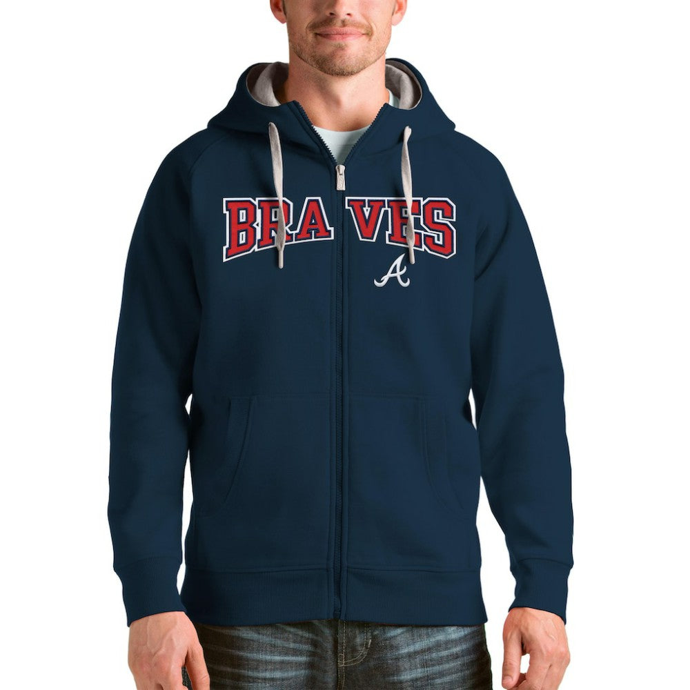 Atlanta Braves Antigua Team Logo Victory Full-Zip Hoodie - MLB