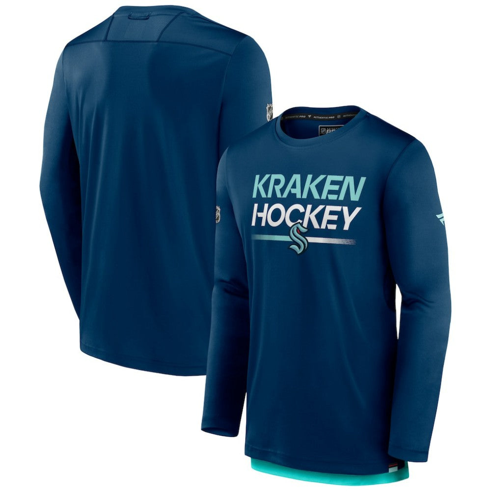 Seattle Kraken Fanatics Authentic Pro Long Sleeve T-Shirt - Deep Sea Blue - NHL